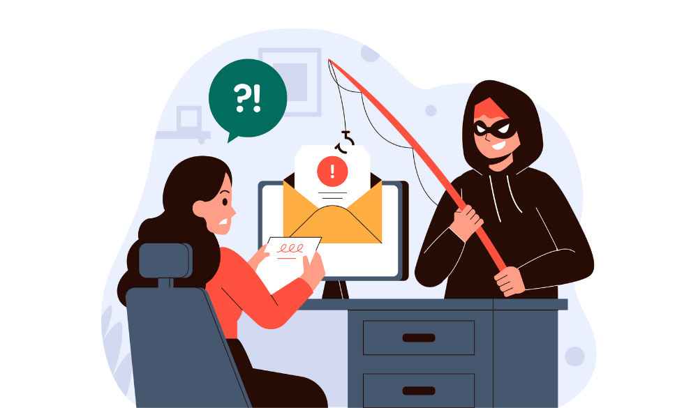 image montrant un hacker faisant un hameçonnage qui est une technique d'usurpation d'identité